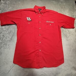 Dale Earnhardt Jr Budweiser Shirt Mens Large NASCAR Racing Button Up Chase